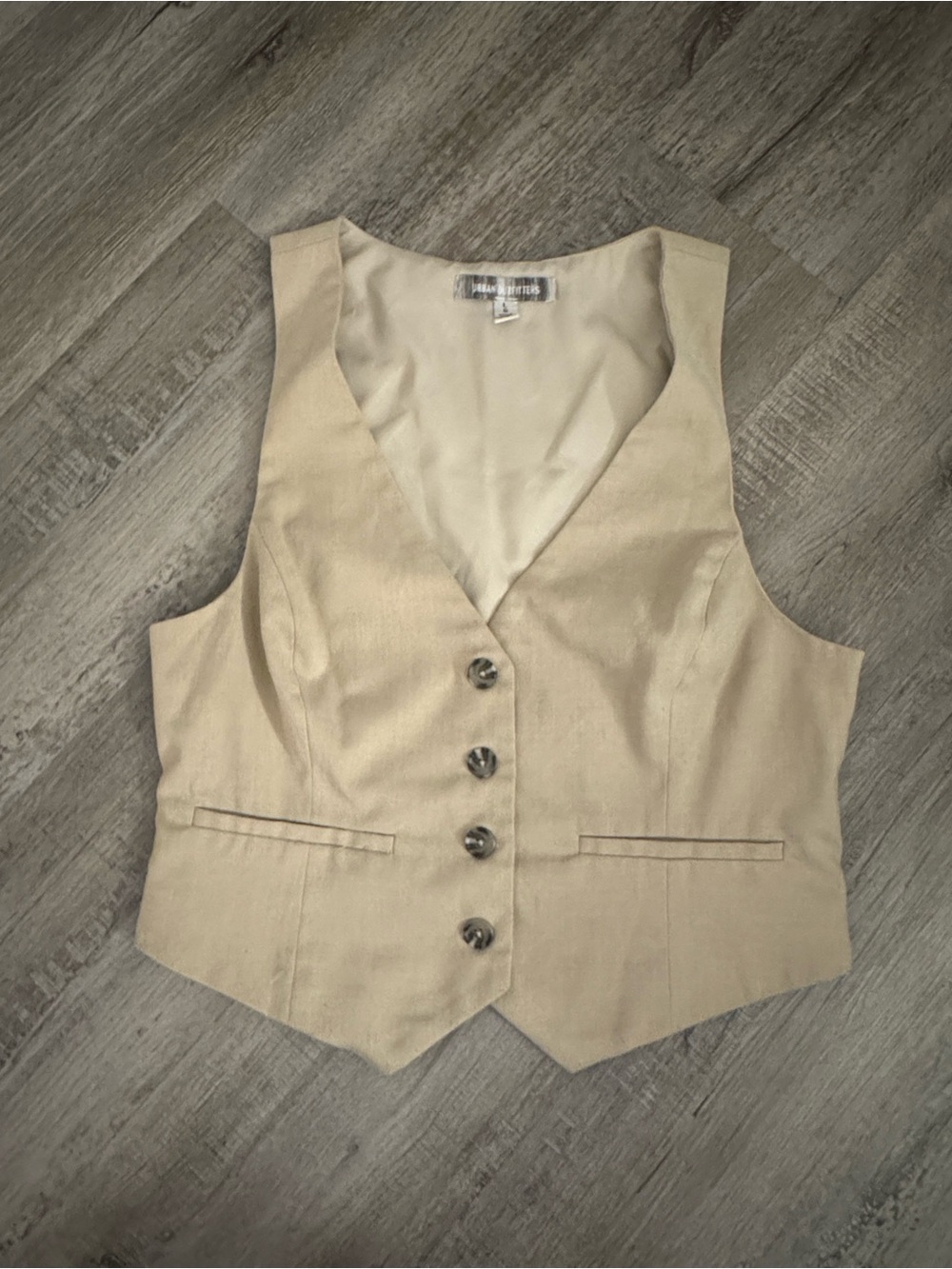 Urban Outfitters Beige Button-Front Vest